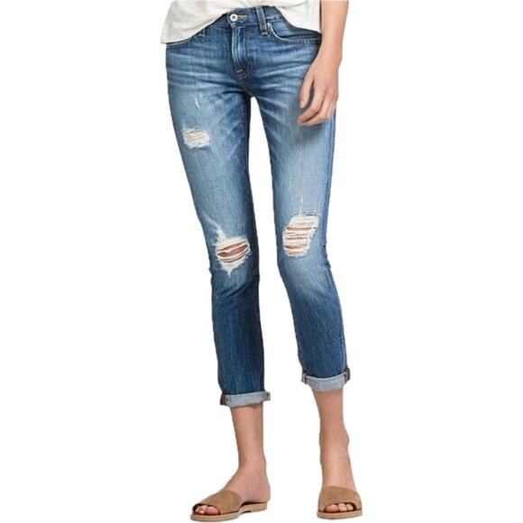 Lucky Brand Sienna Cigarette Distressed Jeans Mid Rise Women's 10/30 Light Blue - Picture 1 of 12